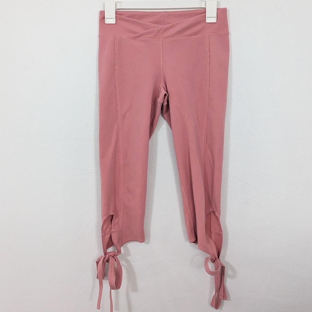 Free People FP Movement Turnout Wrap Tie Leg Leggings Cross Waist Pink Small S - Picture 2 of 8